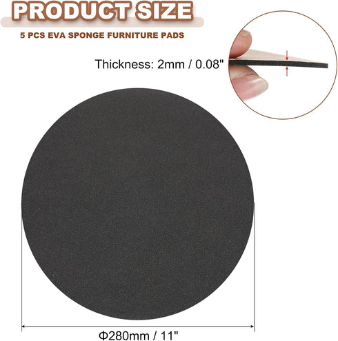 11 Inch 5Pack 2mm PATIKIL Diameter Lamp Base Felt Thick Foam Adhesive Non-Slip EVA Protection Pad Mat for Lamp