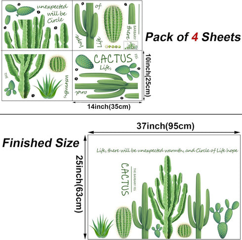 Stickers(25 37 Inch) Maydahui Cactus Wall Decals Green Succulent Plant Wall x Peel Stick Inspirational Quotes Tropical