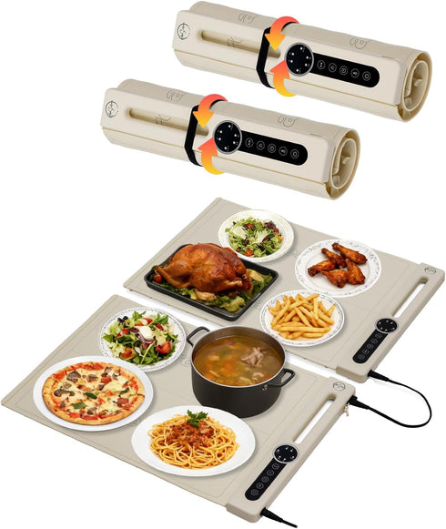 KokoSelene Food Warming Mat, Dual-Zone Heating Mat for Food with 7 Temp