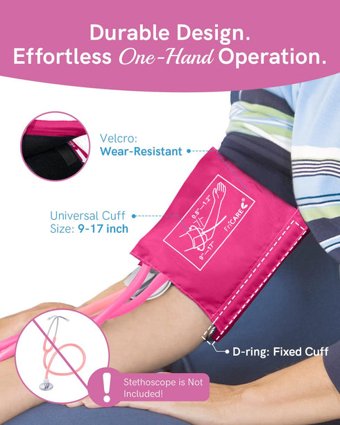 FriCARE Manual Blood Pressure Cuff for Nursing Students, Aneroid Sphygmomanometer for BP Monitoring, Home & Medical