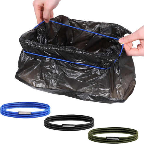 Trinkrittey Trash Can Bands Set of 3, Black, Blue, Brown, Fits 13 to