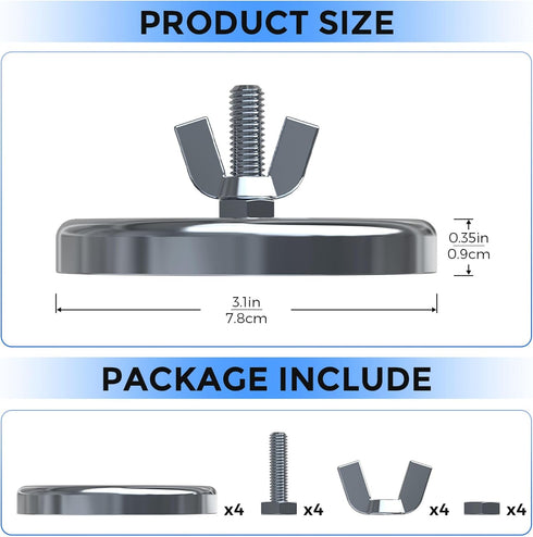 4 3.1in PCS Magnetic Flag Holder for Truck, Heavy Duty Magnet Kit for Wire Loop Flags, Diameter Magnet Mount Base