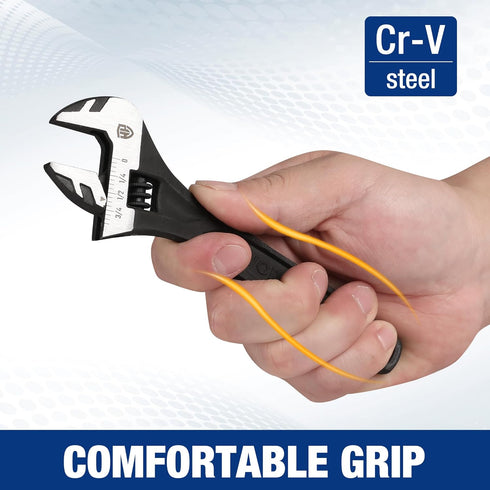 WORKPRO 6" Adjustable Wrench - Black Oxide Wrench with Inch/Metric Scale, Premium Cr-V Steel