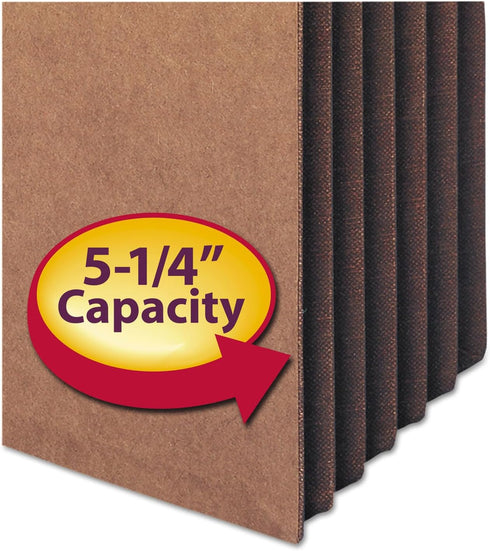 Smead File Pocket, Legal Size, Straight-Cut Tab, 5-1/4" Expansion, Redrope, 10 per Box (74274)