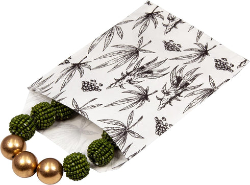 888 Display USA, Inc 20 bags of our White, 4" x 6" Exotic Plant Print Flat Paper Bags, for Treats, Storefronts, Promotional Giveaways, Cookies, Brownies, Herbs, and More