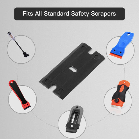 300 1.5 Inch NEWISHTOOL Black Plastic Razor Blades, PCS Double Edged Replacement for Scraper and Safety Glass Use
