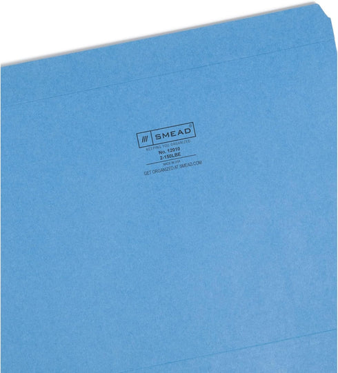 Smead File Folder, Reinforced Straight-Cut Tab, Blue, Letter Size, 100 per Box (12010)