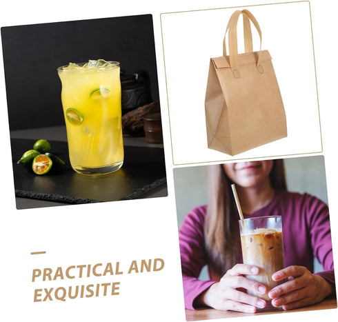 50 Pack Alipis Insulated Takeout Bags Bulk Lunch Boxes Handles Insulated Beverage Bags for Milk Tea Fast Food