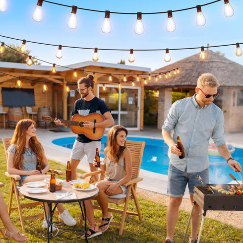 Sikitul 70FT 24+1 S11 Bulbs, Dimmable 2700K 3 LED Outdoor String Lights with Remote, One Continuous Strand Patio Lights