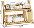 YANQINQIN 11.8" 7.5" 13.8" 2-Tier Bamboo Double-Layer Storage Shelf - L x W x H, Foldable Wooden Ladder Shelves