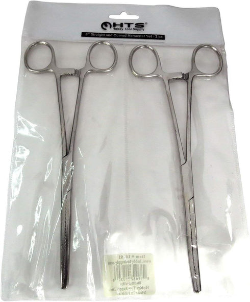 HTS 161S2 2 Pc Locking Straight & Curved Hemostat Set, 8"