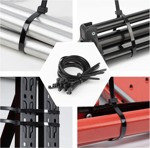 16 Inch 100 PCS,200 LBS XINGO Black Large Zip Ties Heavy Duty Ultra Strong Plastic Wire Ties, Large Cable Ties Extra
