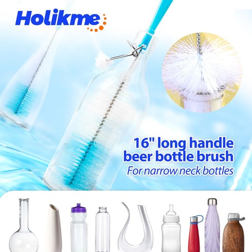 Set Holikme Bottle Brush Tube Cleaning Lab with Long Handle, Cup Cleaner for Washing Narrow Neck Beer Wine Decanter