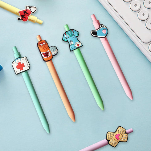 Cute Nurse Pens, Funny Nurse Accessories for Work, Aesthetic Gel Pen Black Ink Set for Nursing Student Essentials
