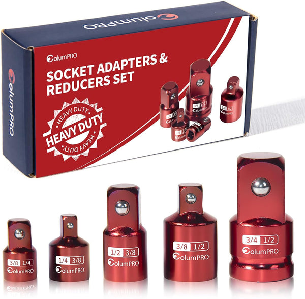 5PCS Impact Socket Adapter Set, Socket Converter & Reducer, 1/2 to 3/4, 1/2 to 3/8, 3/8 to 1/2, 3/8 to 1/4
