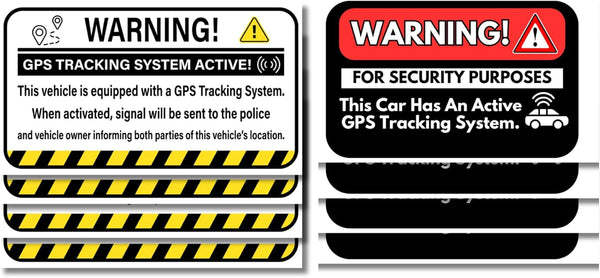 GPS Tracking System Warning Stickers for Vehicles, 8 Pack 2 x 3.5