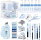 Mini Office Supply Kit, Includes Stapler, Tape Dispenser, Staple Remover, Paper Clips, Scissors, Note, Small Telescopic