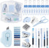 Mini Office Supply Kit, Includes Stapler, Tape Dispenser, Staple Remover, Paper Clips, Scissors, Note, Small Telescopic