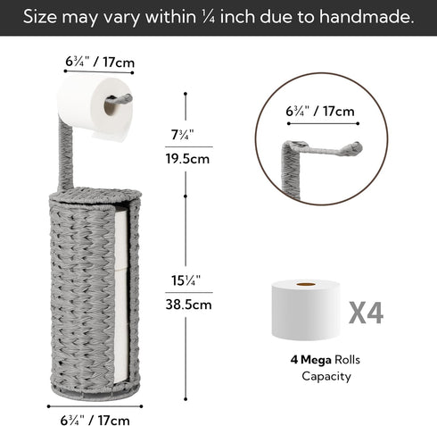 4 GRANNY SAYS Wicker Freestanding Toilet Paper Holder Stand with Storage, Modern Covered Toilet Paper Stand for Rolls