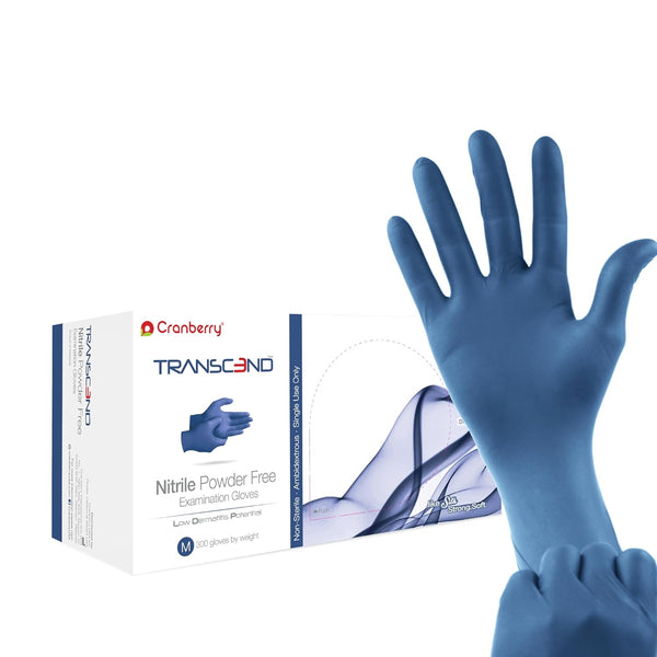 Cranberry Transcend Matte Blue Nitrile Exam Gloves, Pack of 300, Medium, Fentanyl Resistant, Chemo Drug Tested