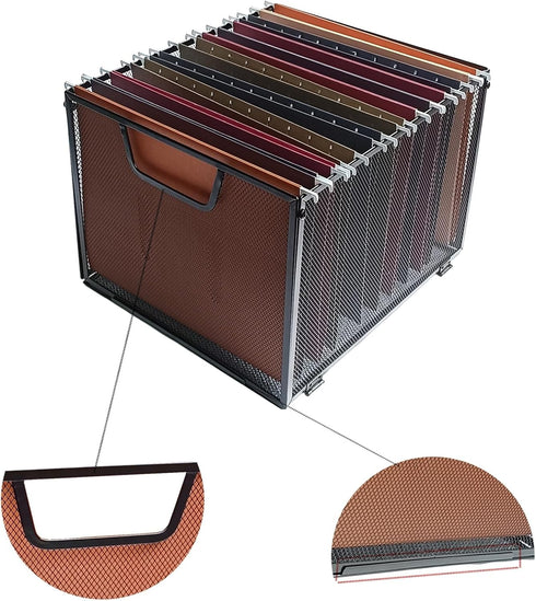 Metal File Baskets - Hanging File Folder Organizer, Letter Size, Black (1)