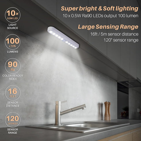 11 Closet, 2 Pack STAR-SPANGLED Motion Sensor Lights Indoor AA Battery Operated, Stick on LED Light for Stairs, Under