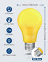 Yellow Bug Light Bulbs, A19 LED 9W, 60W to 100W Equivalent, Amber Yellow, E26 Base, Non-Dimmable, 4-Pack