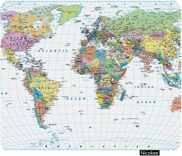 Gaming Mouse Pad with Colored World Map, Non-Slip Rubber Mouse Pad for Computers, 9.5 Inch x 7.9 Inch