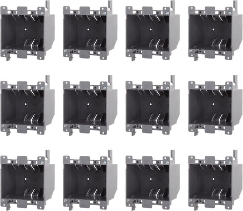 Newhouse Hardware 2-Gang PVC Old Work Electrical Outlet Box - 25 cu. in. Plastic Junction Box for Home Improvement