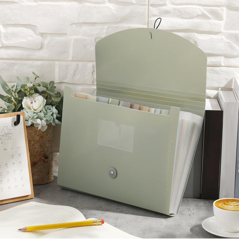 Harloon 2 Pack Expanding File Folder with 24 Pockets, Cover Labels, Organizer for A4 Paper Document Storage (Gray, Dark