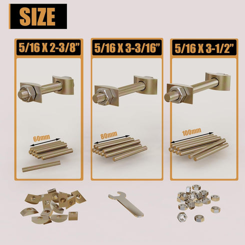 Countertop Connector,Table Top Fasteners,Joint Connector Drawbolt Pack,Miter Draw Bolt Countertop Flip Connector, Butcher Block, Bed Connecting Kit & Furniture (5/16" x 3-1/2" (10PCS))