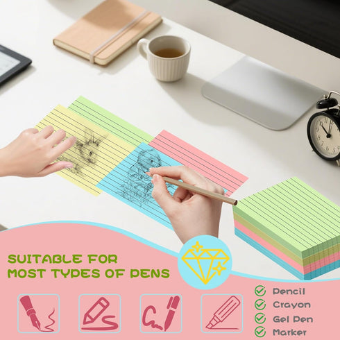 COLOGN 100 Count 3x5 Inch 4 (25 Colored Index Cards Ruled Flashcards Notecards Color Sheets Each),Lined Study Card