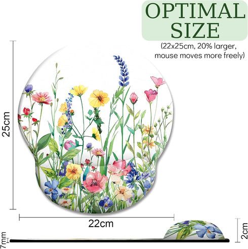 Flower Ergonomic Mouse Pad with Wrist Rest, Non-Slip PU Base, Cute Office Desk Decor, Gaming Mouse Pad with Wrist