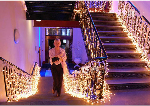 GTSYDING 16.4FT 216 8 5) LED Icicle String Lights, Christmas Icicle Lights LEDs Window Curtain Starry Fairy Lights Plug