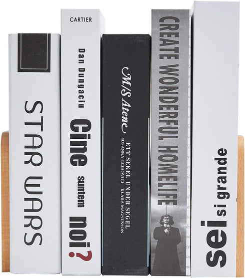 Pandapark Wood Bookends, Non-Skid Heavy Duty Bookends for Shelves - 1 Pair