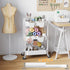Aofure 3 Tier Rolling Cart Metal with Wheels, White Three Tiered Craft Cart Organizer on Wheels, Storage Utility Carts