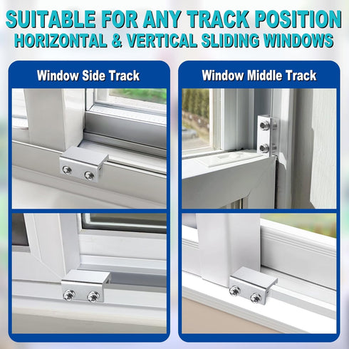 STERGDE (10 Sets), Sliding Window Locks Security Window Locks with Keys, Adjustable Aluminum Sliding Window Stops, Easy