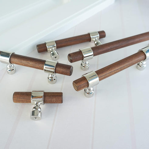 3.5" Wood Drawer Pull Handle Dresser Knob Pulls Walnut Cabinet Pull Knobs