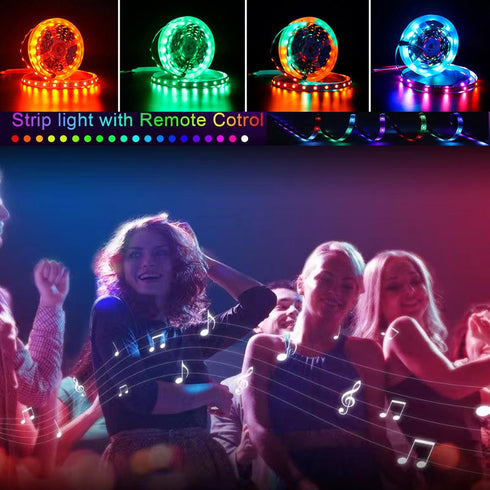 Entiqi 39.3ft- (39.3ft) Battery Operated LED Strip Lights RGB Color Changing, APP & Remote Controlled, USB Powered LED