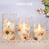 Summer Set 3 Sunflower Glass Flameless Candles Battery Operated with Remote Timer Flickering LED Pillar Candles Fall