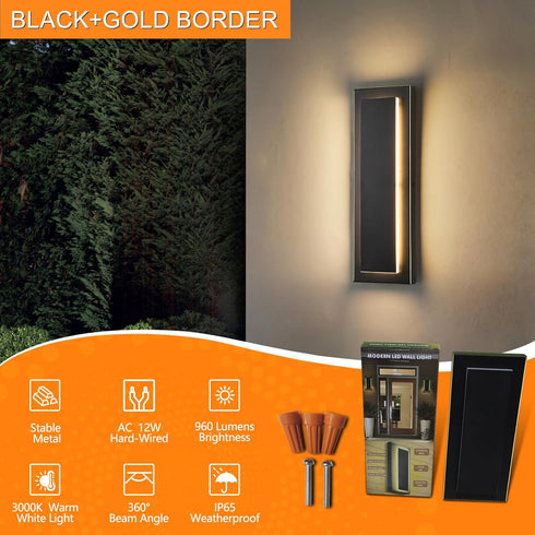 1 Pack 15.7'' 3000K, tewei LED Outdoor Wall Lights, Modern Outdoor Indoor Wall Sconce Large Exterior Lighting Fixtures