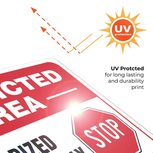 Restricted Area Authorized Personnel Only Stop Sign, 10x7 Inches, 4 Mil Vinyl Decal Stickers, 2 Pack, Made in USA