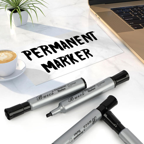 Permanent Markers, 80 Count Black Chisel Tip, Waterproof & Fade Resistant, Quick Drying Office Supplies for School,