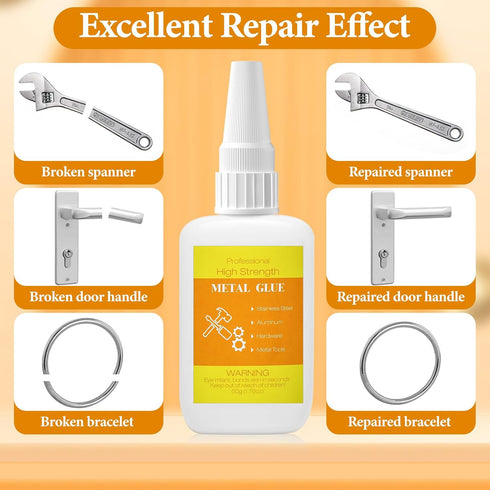 50g Metal Glue, Strong Instant Heavy Duty Waterproof Adhesive for Metal, Stone, Glass, Jewelry Repair