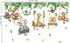 decalmile Jungle Animal on Swings Wall Stickers Safari Animal Elephant Giraffe Monkey Tropical Leaves Wall Decals Baby