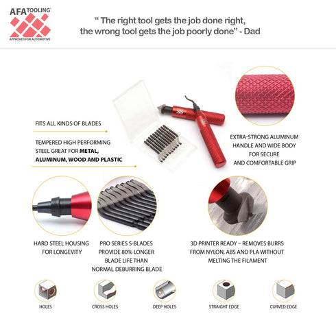AFA Tooling - Deburring Tool & 2 Countersink Hand Reamers with 10 Blades for Metal, Resin, PVC Pipes, Copper, Plastic