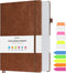 Large A5 Lined Journal Notebook, 312 Numbered Pages, 100gsm Thick Paper, Brown Hardcover, College Ruled for School,