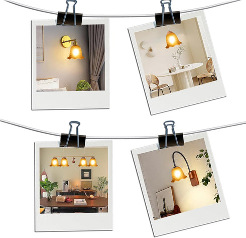 1-5/8-inch E26 Amber Glass Lamp Shade Replacement with Bell Shaped, Fitter Opening for Base, Replacement Glass