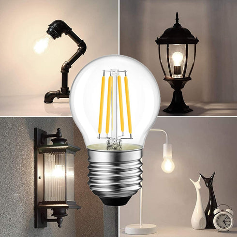 G45 LED Edison Bulb Dimmable 4W, 40W Equivalent Warm White 2700K Clear Glass E26 Base, 4 Pack