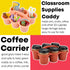 6 Pack 6 ALINK Classroom Caddy Storage Basket Organizer with Handle, Plastic Drink Cup Caddy Holder, Compartments
